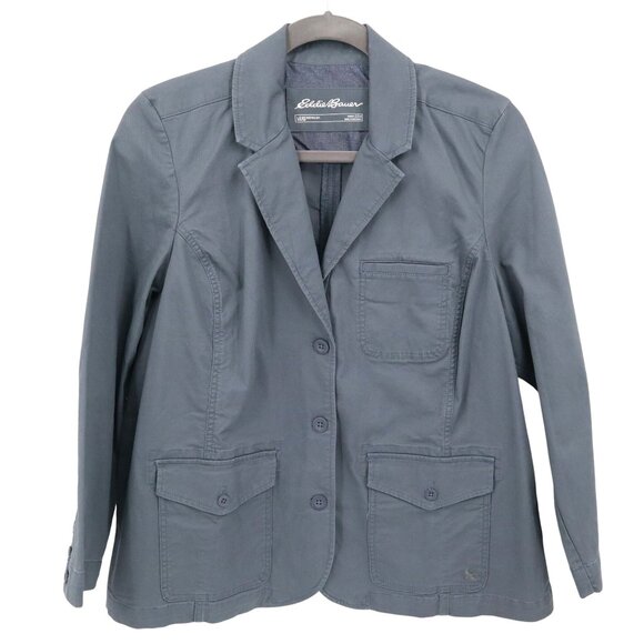 Eddie Bauer Legend Wash Jacket Womens 22W Blue Preppy Academia Business Nautical - Picture 1 of 16